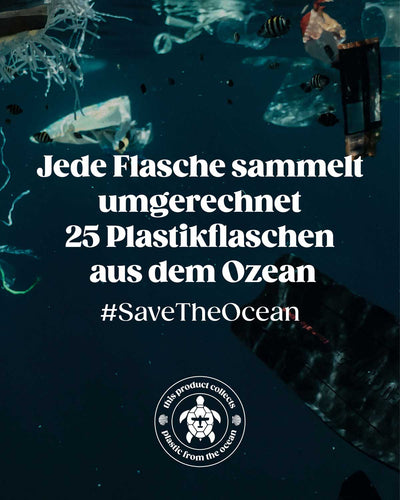 Zu sehen ist der verschmutzte Ozean durch Plastikmüll. Der BIRDS Impact Gin , hat es sich zum Ziel gesetzt diese Verhüllung zu stoppen. So sammelt jede Flasche umgerechnet 25 Plastikflaschen aus dem Ozean. #savetheocean.