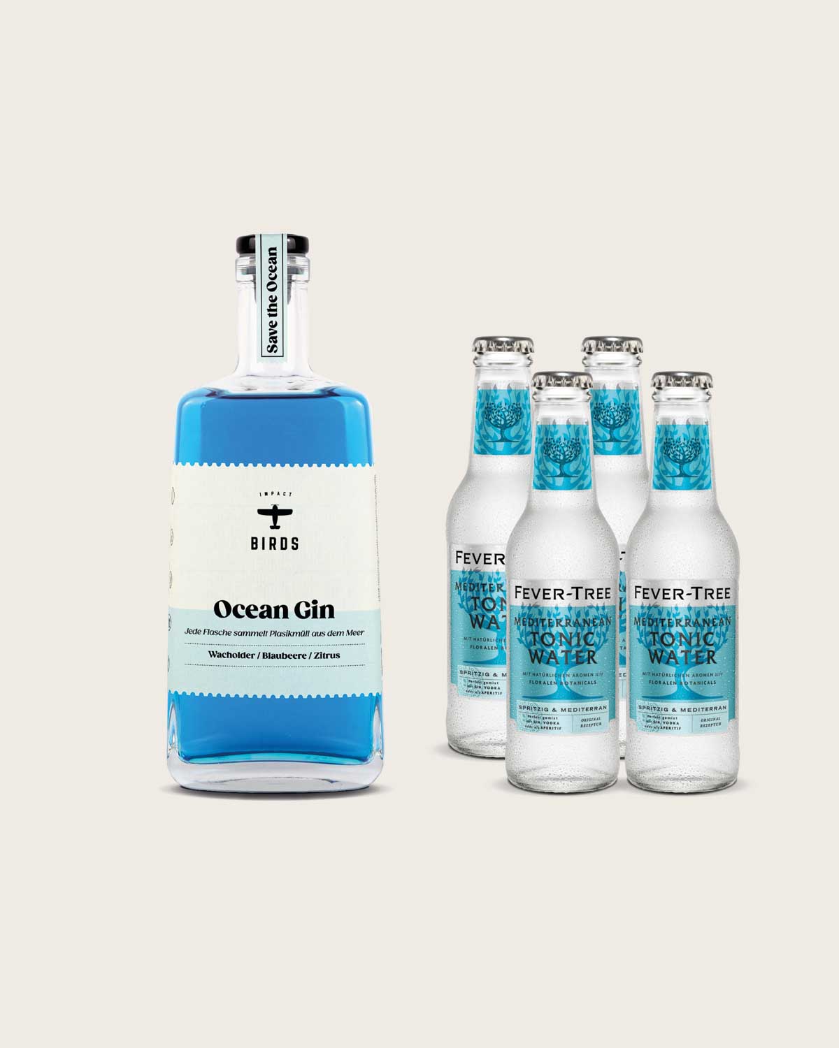 Der Ocean Gin im Gin & Premium Tonic Set, perfekt als Paket für Cocktailliebhaber.