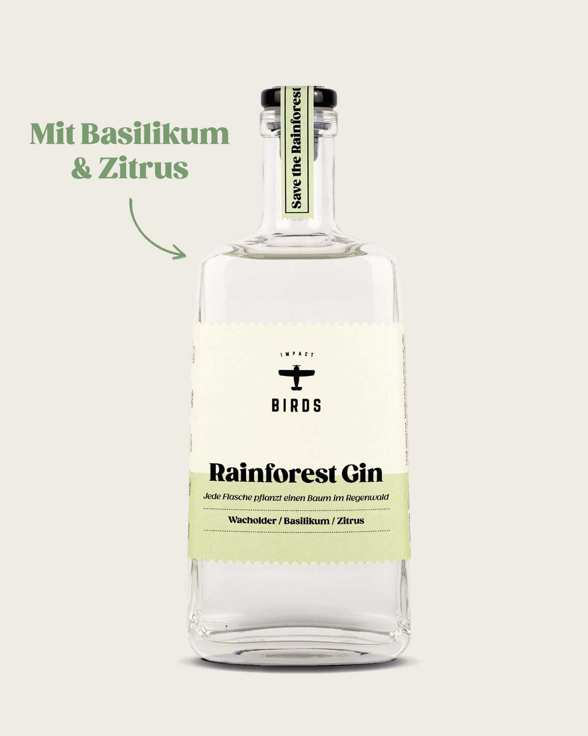 Der erfrischende klassische Rainforest Gin von BIRDS mit dem Geschmack von Basilikum und Zitrus.